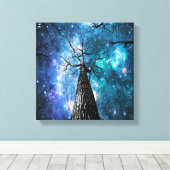 Black Trees Violet Blauwgroen ruimte Canvas Afdruk (Insitu (Houten vloer))