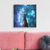 Black Trees Violet Blauwgroen ruimte Canvas Afdruk (Insitu (Woonkamer))