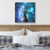 Black Trees Violet Blauwgroen ruimte Canvas Afdruk (Insitu (Slaapkamer))