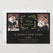 Black Trend Elegant Chic Kerstmis 2 Fotoserie Feestdagenkaart (Voorkant)