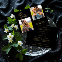 Black Trendy 2 Photos Fake Golden