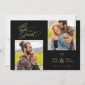 Black Trendy 2 Photos Fake Golden Kaart (Voorkant)