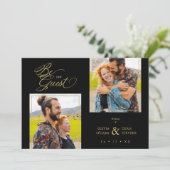 Black Trendy 2 Photos Fake Golden Kaart (Staand voorkant)