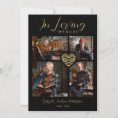 Black Trendy Collage 4 Photos Modern Heart  Kaart (Voorkant)