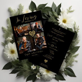 Black Trendy Collage 4 Photos Modern Heart  Kaart