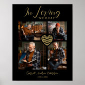 Black Trendy Collage 4 Photos Modern Heart Poster (Voorkant)