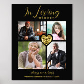 Black Trendy Collage 4 Photos Modern Heart Wedding Folie Afdrukken (Voorkant)