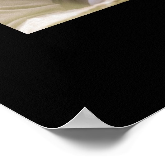 Black Trendy Collage 4 Photos Modern Heart Wedding Poster (Hoek)