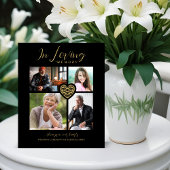 Black Trendy Collage 4 Photos Modern Heart Wedding Reclamebord Met Voetstuk