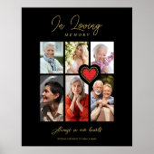 Black Trendy Collage 6 Foto's Modern Red Heart Poster (Voorkant)
