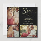 Black Trendy Collage Wedding 3 Photos (Voorkant)