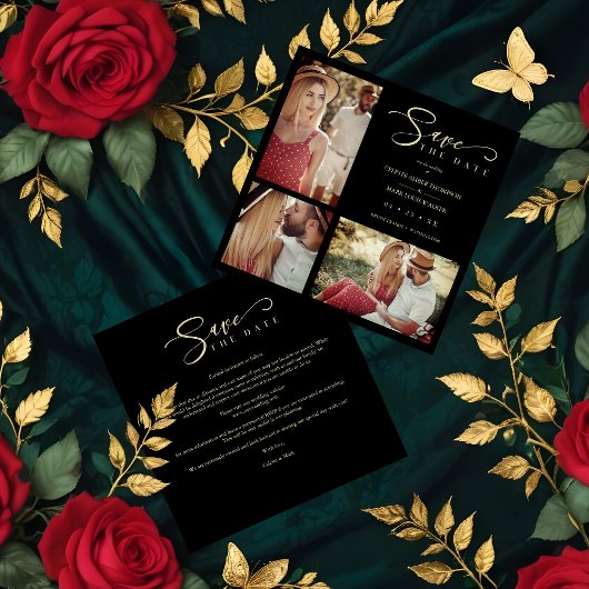 Black Trendy Collage Wedding 3 Photos