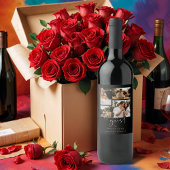 Black Trendy Collage Wedding 4 Photos Wijn Etiket