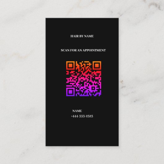 Black Trendy Instagram QR-code Social Media Visitekaartje (Voorkant)