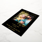 Black Trendy Modern Branches Gold Effect Photo Folie Uitnodiging (Gedraaid)