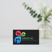 Black Trendy Reparatie diensten logo professional Visitekaartje (Staand voorkant)