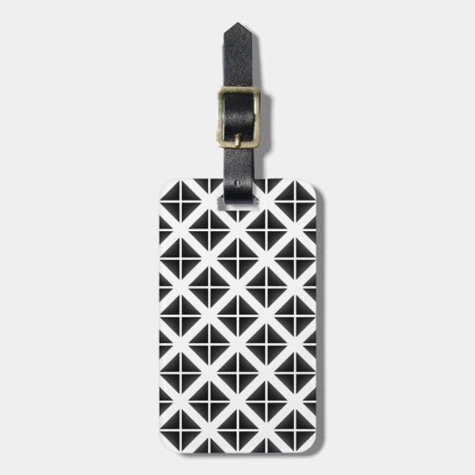 Black Trendy Triangle Pattern Bagagelabel (Voorkant verticaal)