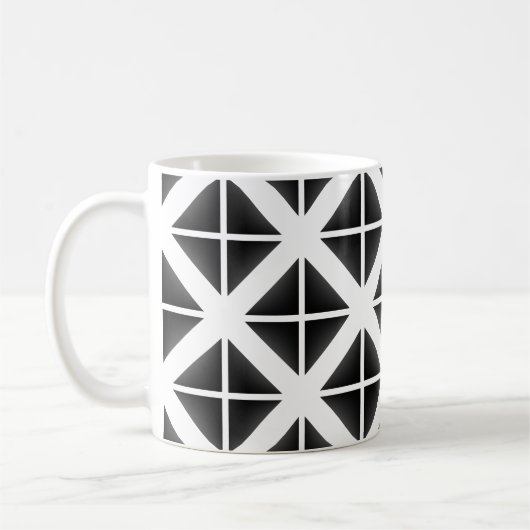 Black Trendy Triangle Pattern Koffiemok (Links)