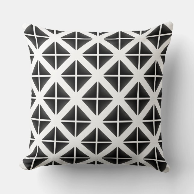 Black Trendy Triangle Pattern Kussen (Voorkant)