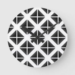 Black Trendy Triangle Pattern Ronde Klok