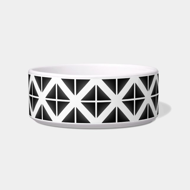 Black Trendy Triangle Pattern Voerbakje (Links)