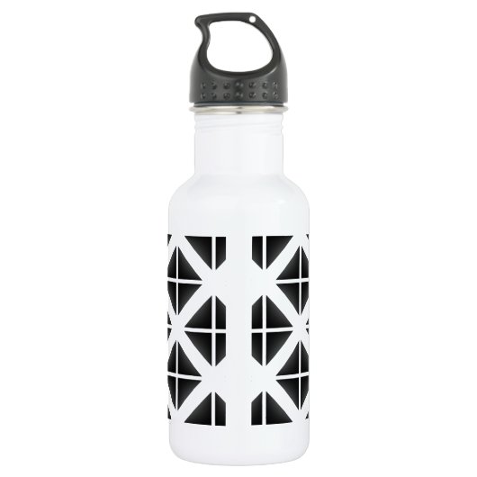Black Trendy Triangle Pattern Waterfles (Achterkant)