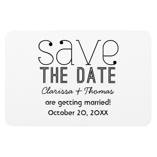 Black Trendy Typografie Save the Date Magnet Magneet (Horizontaal)