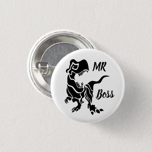Black Trex de baas Dino Ronde Button 3,2 Cm (Voorkant /achterkant)