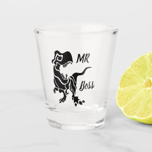 Black Trex de baas Dino Shot Glas (Voorkant)