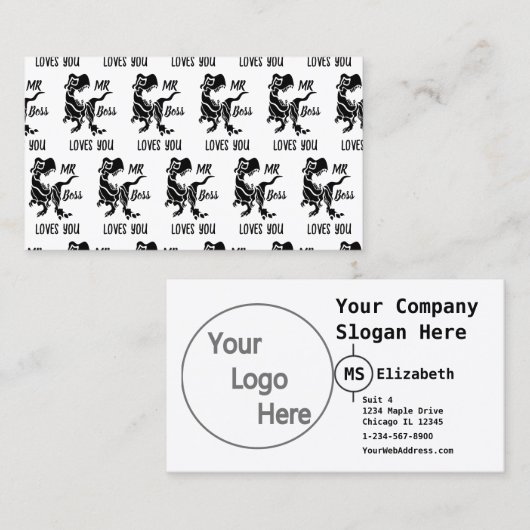 Black Trex de baas Dino Visitekaartje (Voorkant / Achterkant)