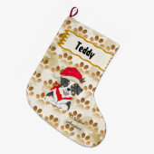 Black Tri Aussie-kerstpop Grote Kerstsok (Voorkant (Hangend))