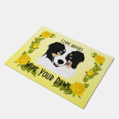 Black Tri Aussie & Yellow Roses Doormat Deurmat (Schuin)