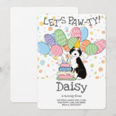 Black Tri Aussiedoodle Uitnodiging voor verjaardag (Voorkant / Achterkant)