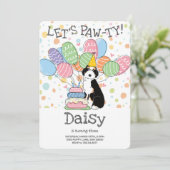 Black Tri Aussiedoodle Uitnodiging voor verjaardag (Staand voorkant)