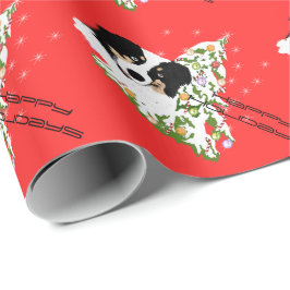 Black Tri Australian Shepherd kerstrap Cadeaupapier