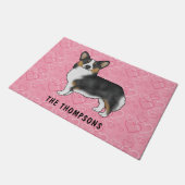 Black Tri Pembroke Welsh Corgi Dog Pink Hearts Deurmat (Schuin)