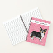 Black Tri Pembroke Welsh Corgi Hearts met naam Notitieboek (Binnen)