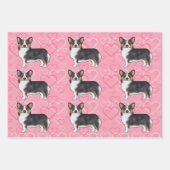 Black Tri Pembroke Welsh Corgi Love Hearts Pink Inpakpapier Vel (Voorkant)