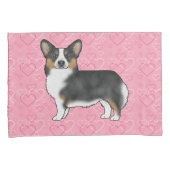 Black Tri Pembroke Welsh Corgi Love Hearts Pink Kussensloop (Voorkant-Rechts)