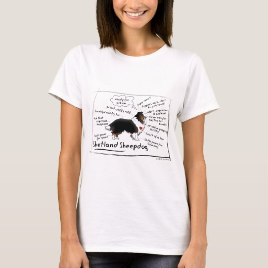 Black tri Sheltie T-shirt (Voorkant)