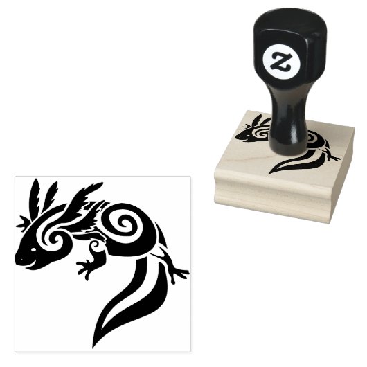 Black Tribal Axolotl Mexicaanse salamander Rubberstempel (Gestempeld)
