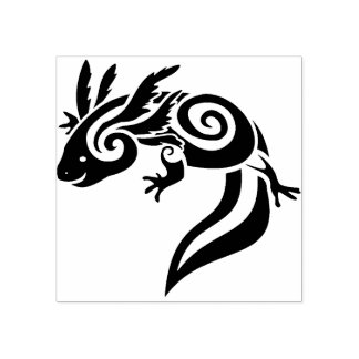 Black Tribal Axolotl Mexicaanse salamander Rubberstempel