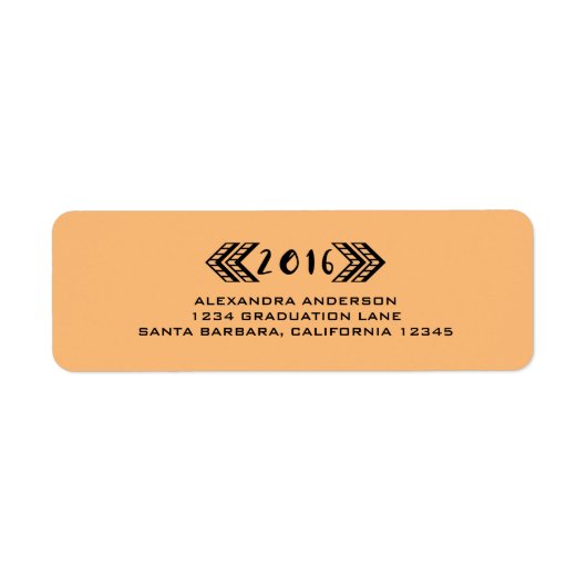 Black Tribal Aztec Afstuderen Adresetiketten Etiket (Voorkant)