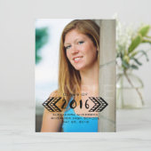 Black Tribal Aztec Fotoaankondiging Afstuderen Aankondiging (Staand voorkant)