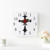 Black Tribal Cross Square Clock Vierkante Klok (Huis)