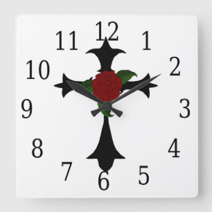 Black Tribal Cross Square Clock Vierkante Klok