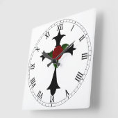 Black Tribal Cross Square Roman Nummerklok Vierkante Klok (Hoek)