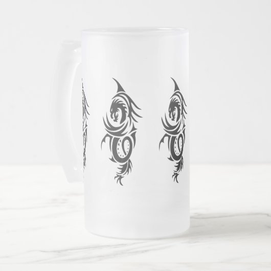Black Tribal Dragon Matglas Bierpul (Voorkant links)