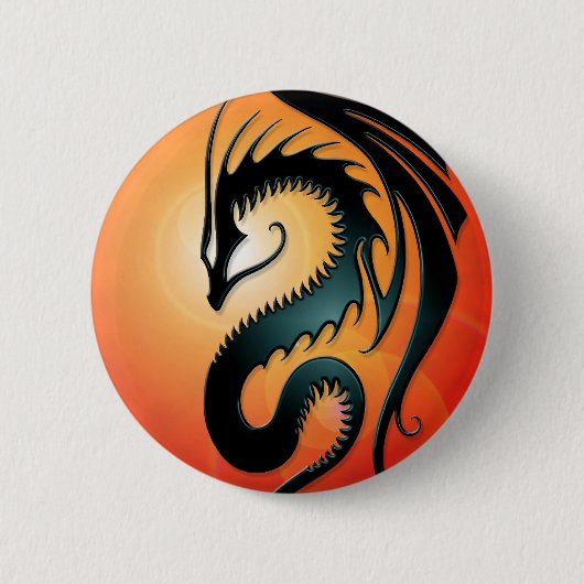 Black Tribal Dragon, rood Ronde Button 5,7 Cm (Voorkant)
