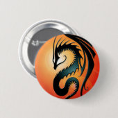 Black Tribal Dragon, rood Ronde Button 5,7 Cm (Voorkant /achterkant)